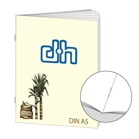 Broschüre aus Zuckerrohrpapier | DIN A5 20-Seiter | bedruckt
